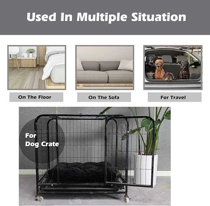 Dog Crate Mat for Dog Cages Black Dog Bed for Small Dogs 24 Inch Dog Crate Bed Washable Dog Mats for Sleeping 25 lbs