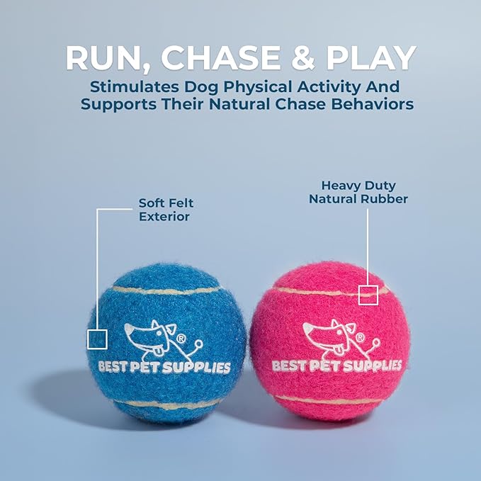 Best Pet Supplies Squeaky Tennis Toys for Dogs 8-Pack, Heavy-Duty