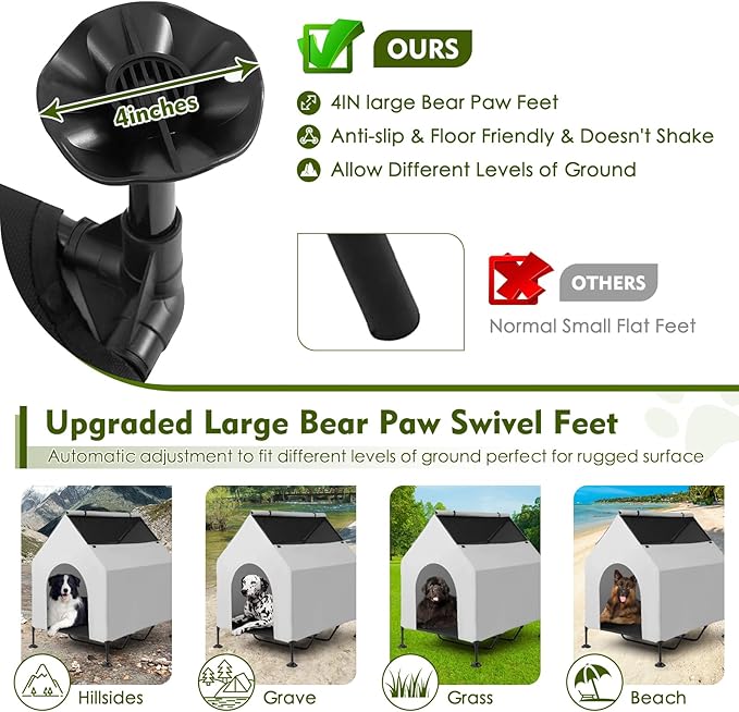 48" House for Large Dogs Outside & Elevated Dog Bed