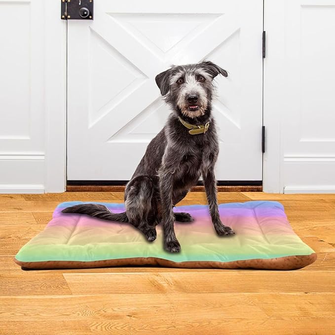 Rainbow Pastel Pet Bed Pad Soft Dog Bed Mat with Anti-Slip Bottom