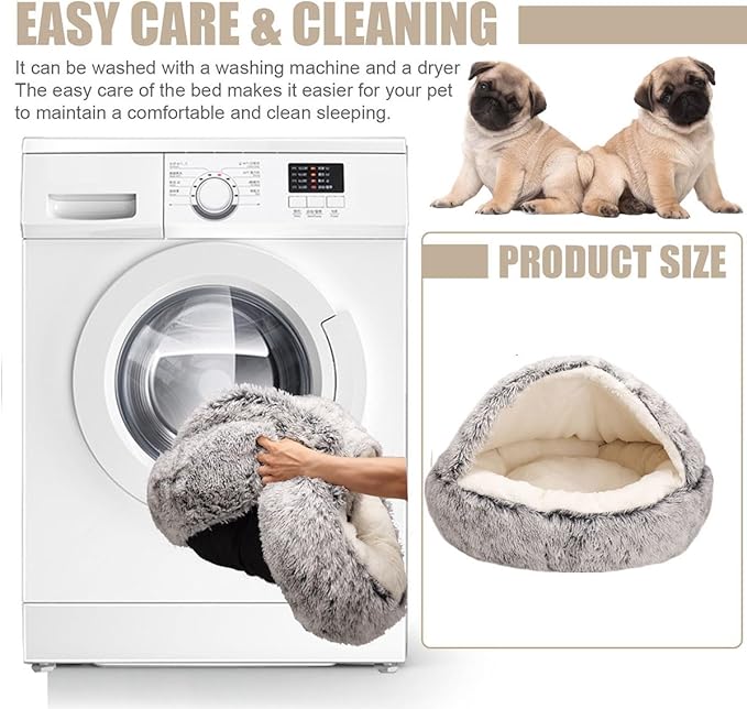 Cat Beds for Indoor Cats Cave & Calming Dog Beds A27inch, Grey