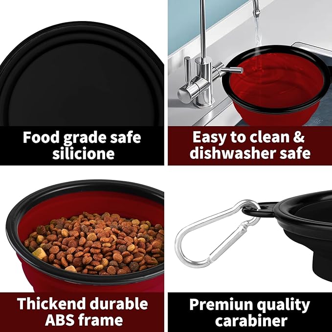 COOYOO Collapsible Dog Bowl 2 Pack 2 Carabiners