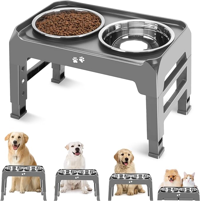 Elevated Dog Bowls 4 Height 2 Thick 50oz Stainless 3.7", 9.2", 10.75", 12.36"