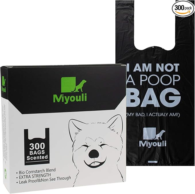 300 Counts Extra Thick Black Biodegradable Pet Poop