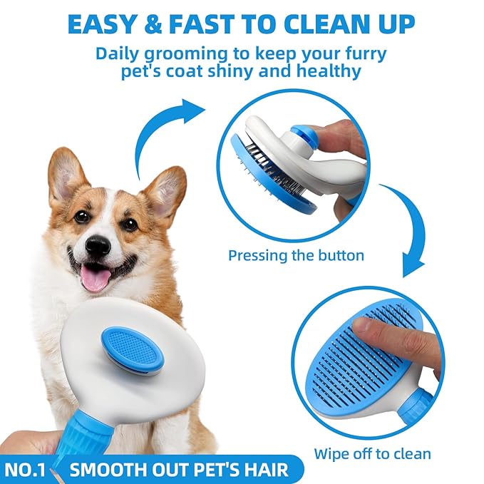 Bath Grooming Kit with Hair Brush 6-in-1 Slicker