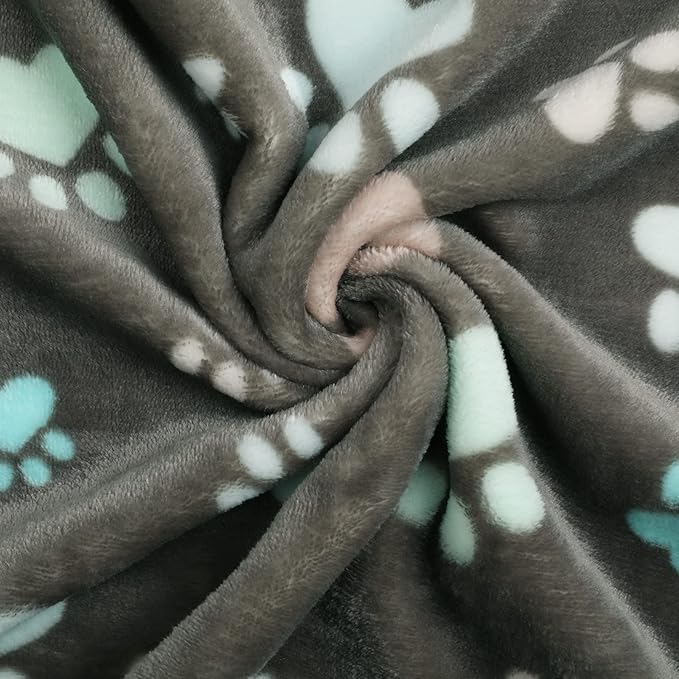 Luciphia 1 Pack 3 Blankets Fluffy Premium Fleece Pet Blanket Flannel Paw Printed Throw for Dog Cat(Medium 30x20''