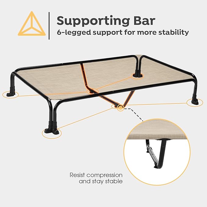 Veehoo Elevated Dog Bed 47" x 29", Beige