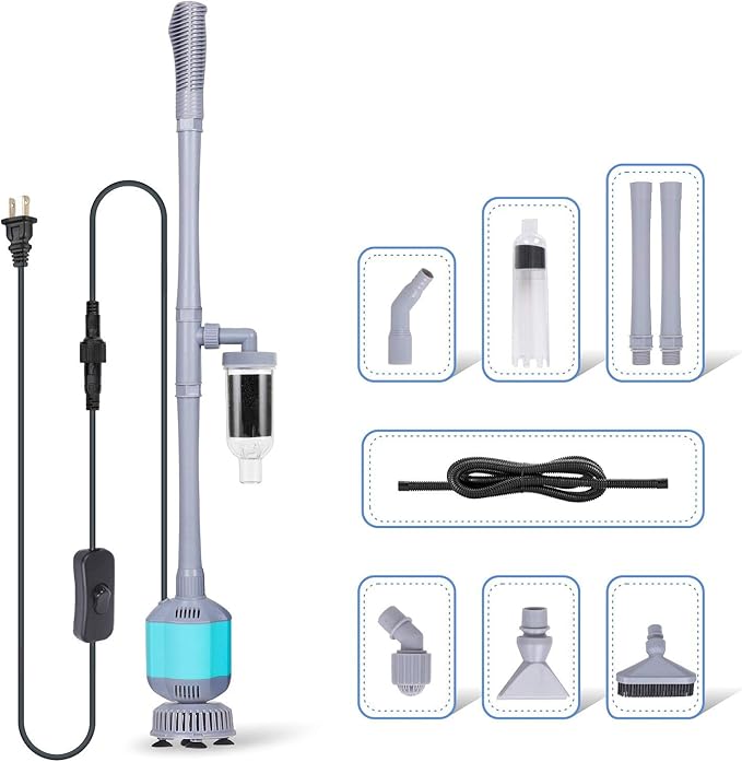 hygger 360GPH Electric Aquarium Gravel Cleaner 5 in 1 Automatic 15W