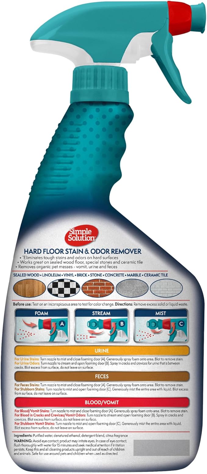 Simple Solution Hard Floor Extreme Pet Stain and Odor Eliminator Spray 32 oz