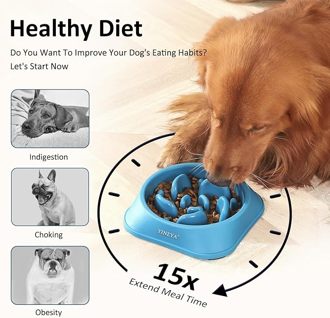 2Pcs Slow Feeder Dog Bowls Large Breed