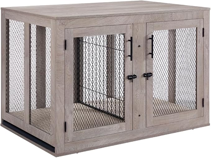 unipaws 46.7" Extra Large Dog Crate Furniture with Divider for 2 Dogs 90 lbs