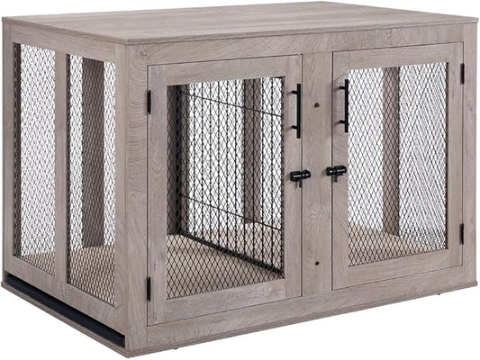 unipaws 46.7" Extra Large Dog Crate Furniture with Divider for 2 Dogs 90 lbs