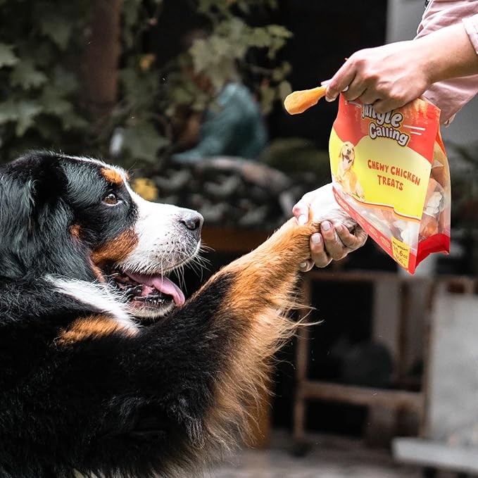 Jungle Calling Chewy Chicken Dog Treats Rawhide Free Real Chicken Calcium Bone