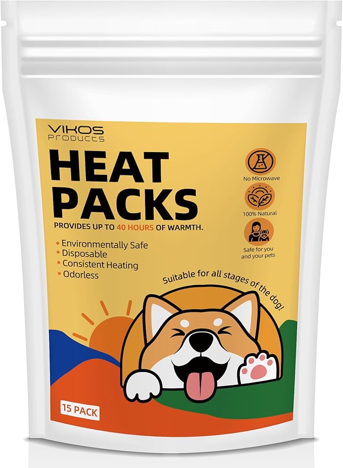 (15-Pack Upgraded Heat Packs for Newborn Puppy Anxiety Dog Toys Replacement Heat Packs Disposable Puppy Warmers 40 Hours