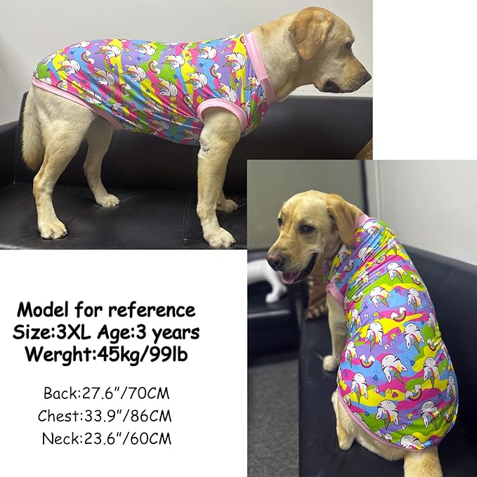 2 Pack Watermelon with Rainbow Unicorn Cute Prints Dog Vest T-Shirt for Medium Dog (M,WatermelonUnicorn)