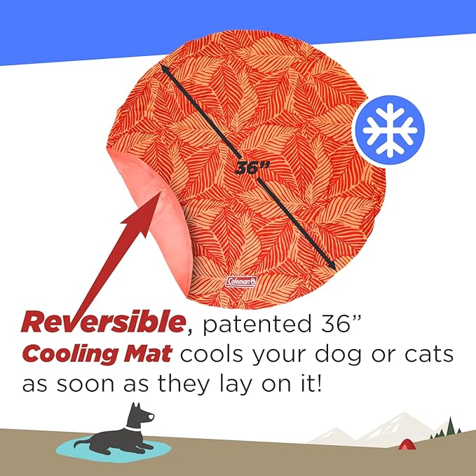 Coleman Round Reversible Cooling Pet Mat 36", Red