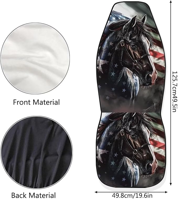 Horse American Flag Seat Covers Decorative Accessories for Cars Trucks SUV 2-Pack Car Seat Covers Car Accessories Auto Interior Covers for Truck Van SUV