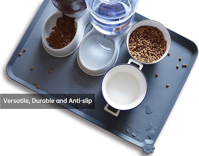 Hoki Found X-Large Silicone Pet Food Mats Tray -Gray-1