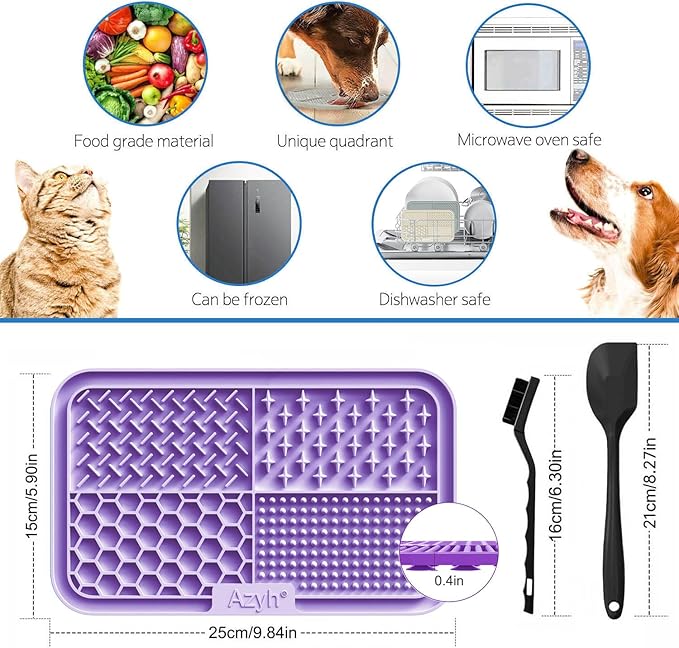 Licking Mat for Dogs & Cats 2 Pack (9.9'' × 6'')