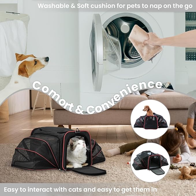 Petsfit Expandable Cat Carrier Large for 2 Cats 19x12x12 Inches, 2 Extensions 15 Lbs,