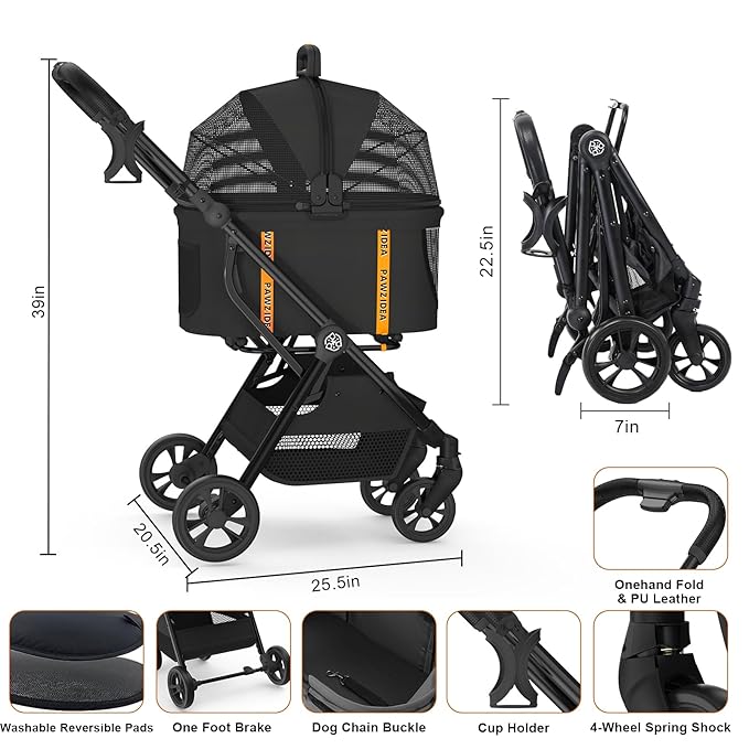 PAWZIDEA Pet Stroller 4 in 1
