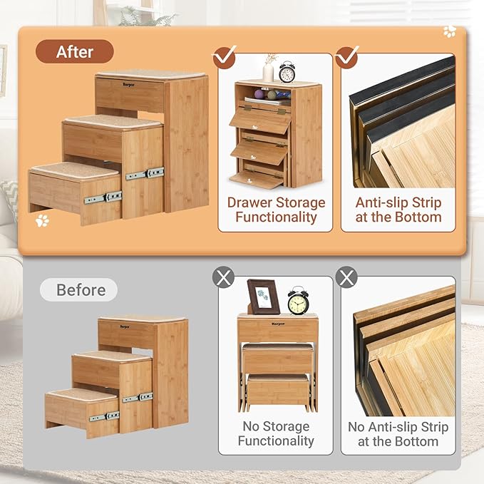 23" Dog Stairs for High Beds 200 Lbs,