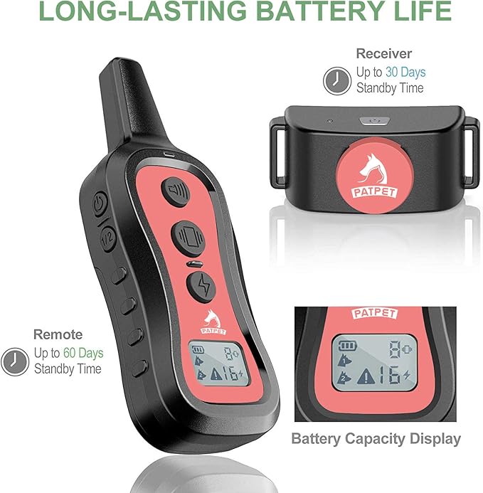 PATPET Dog Training Collar Dog Shock Collar with Remote 3 Training 1000 ft