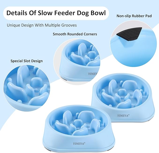 2Pcs Slow Feeder Dog Bowls Large Breed