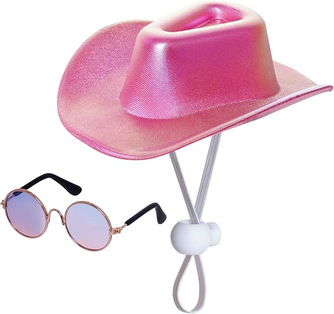 Pet Cowboy Costume Pink Sparkly Glitter Cowboy Hat