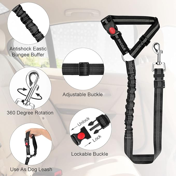 BWOGUE 2 Packs Dog Cat Safety Seat Belt