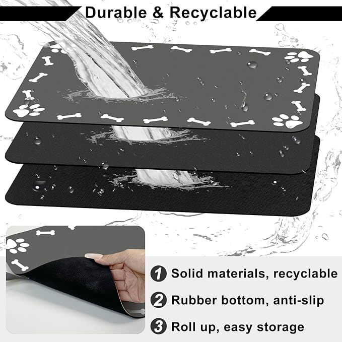 Pet Feeding Mat-Absorbent Dog Food Mat for Water Spill 16"*24"