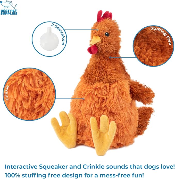 Best Pet Supplies Chicken Crinkle Plush Dog Toys for Interactive Play