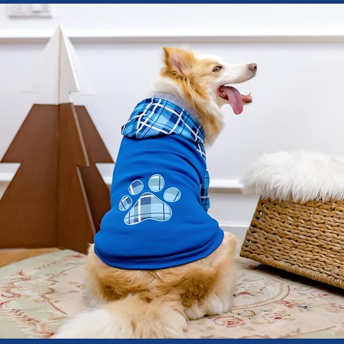 Plaid Dog Hoodie Pet Clothes Sweaters with Hat