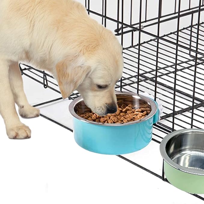 Tfwadmx Crate Dog Bowl Cat Removable Stainless Steel 2Pcs