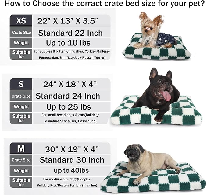 Checkered Dog Bed Small for Crate 24x18 Washable 24 inch