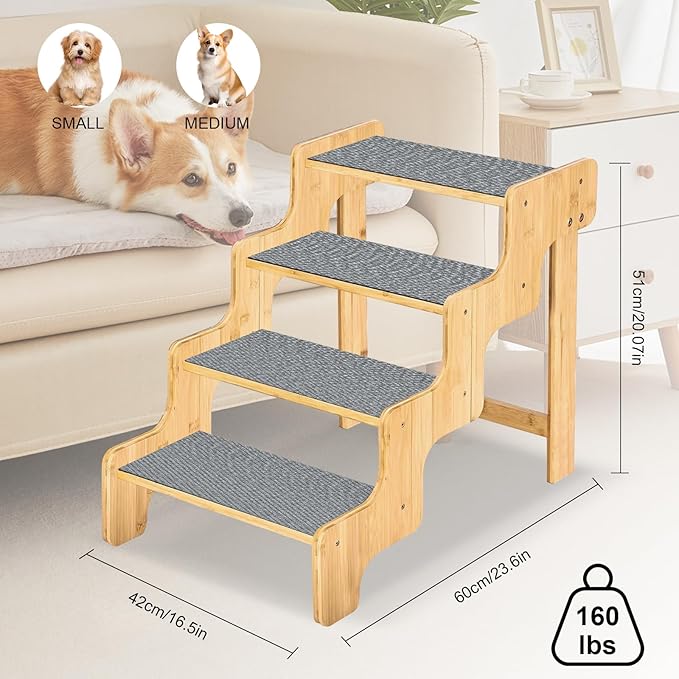 Dog Stairs for High Bed and Couch 4-Step Non-Slip