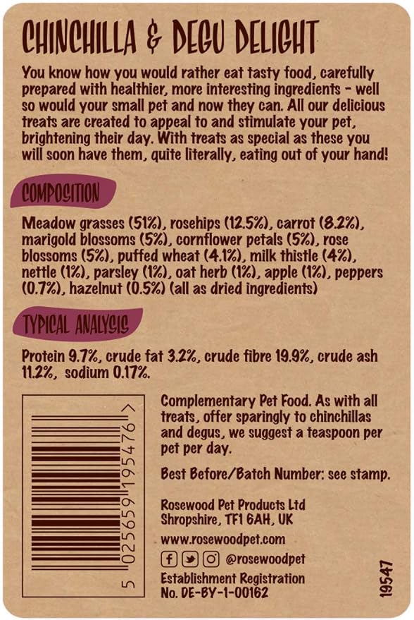 Rosewood Naturals Chinchilla & Degu Delight 150g