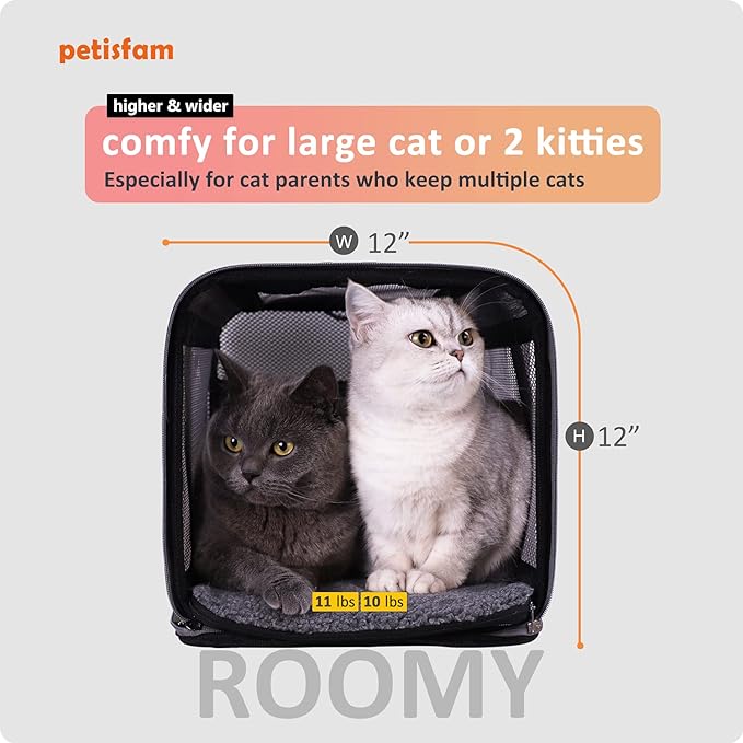 petisfam Easy Load Soft Pet Carrier Bag for Large and Medium Cats with Top Entry and Shoulder Strap. Sturdy