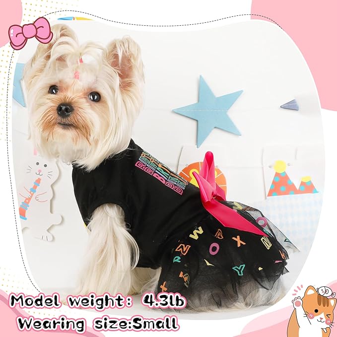 Dog Birthday Dress, Dog Dresses for Small Dog Girls, Cute Pet Princess Puppy Clothes Female Dog Clothes for Chihuahua Yorkie Clothes Small Dog Birthday Outfit Apparel