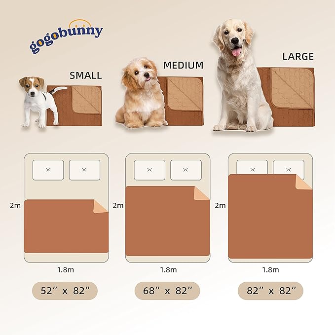gogobunny 100% Double-Sided Waterproof Dog Bed Cover Pet Blanket Sofa Couch Furniture Protector for Puppy Large Dog Cat (68x82 Inch 1), Dark