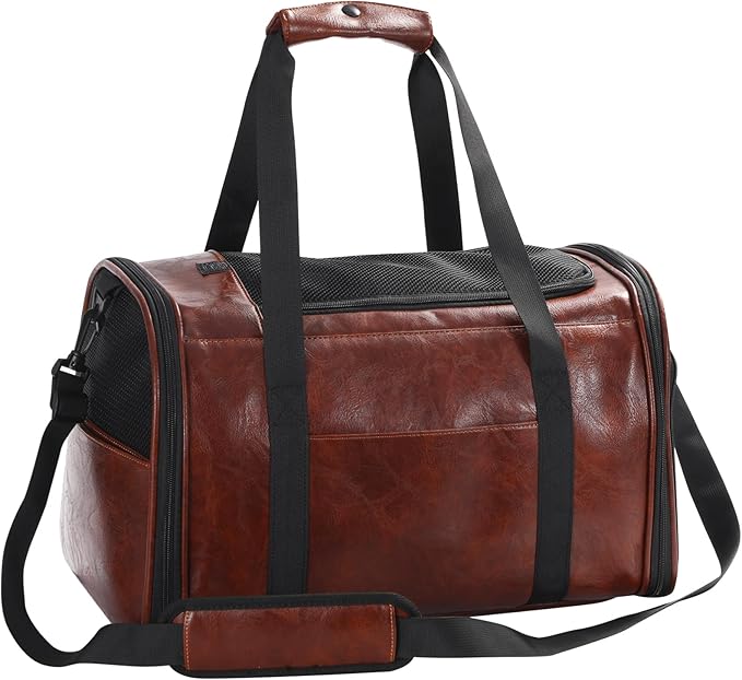 Fashion Leather Dog Carrier Cat Carrier Airline Approved Pet Carrier for Small Medium Dogs Cats Under 15Lbs