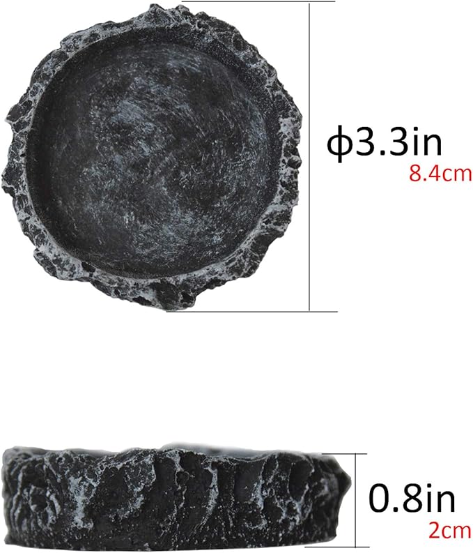 2 Pack Reptile Water Dish Reptile Water and Food Bowls Reptile Feeding Dish (2Pcs Round)