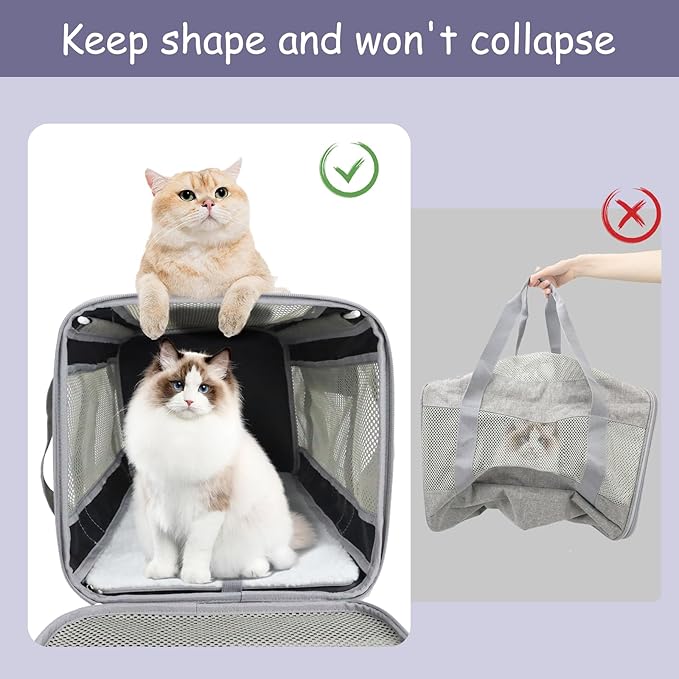 Prodigen Cat Carrier Dog Carriers for Small Dogs Soft Slided Airline Approved Collapsible Pet Travel Carrier (16.3" L 11.8" H 12.4" W)