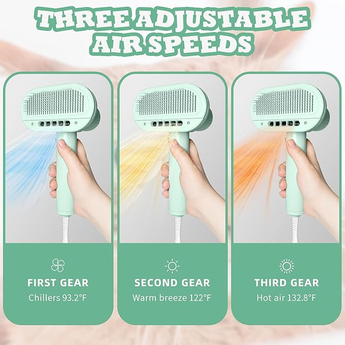 2-in-1 Pet Dryer and Brush- Overheating Protection 3 Blowing