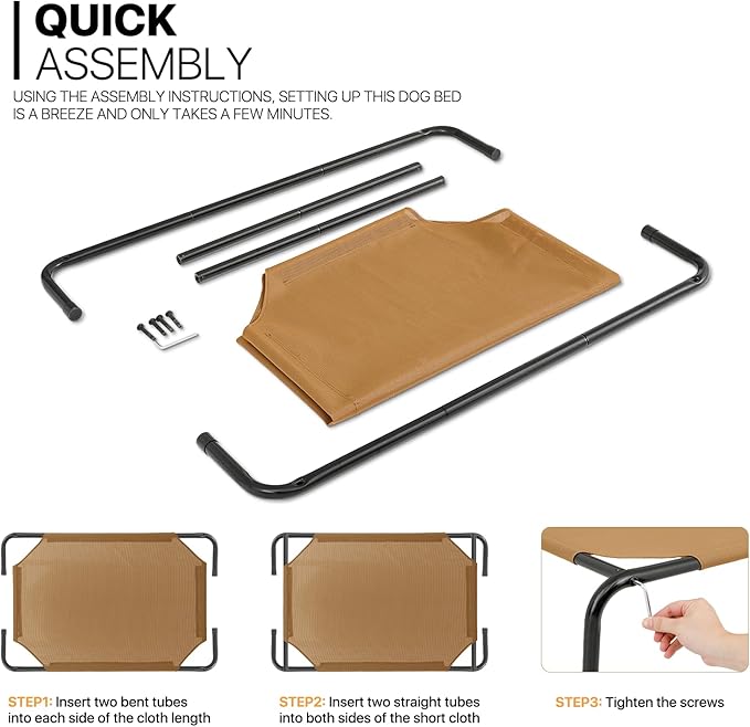 MoNiBloom Elevated Dog Bed Cooling Raised Ped Bed Portable Dog Cot for Camping or Beach 42 Inches