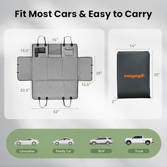 Back Seat Extender for Dogs with Storage