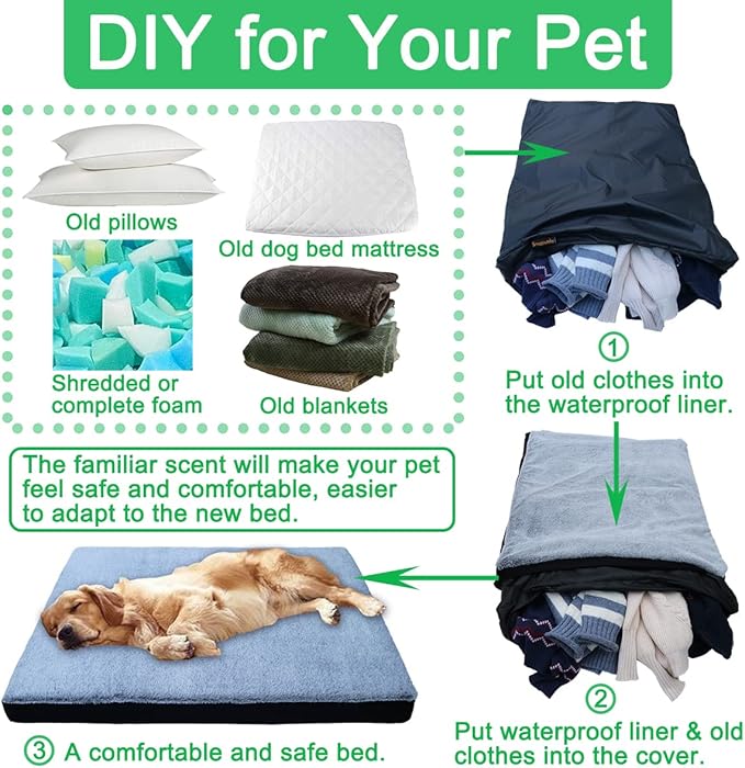 44"x32"x3.6" XL Waterproof Dog Bed Covers Replacement Washable