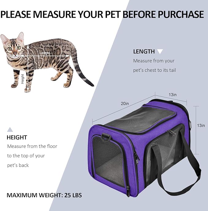 Henkelion Large Cat Carriers Dog Carrier Pet Carrier for Large Cats Dogs Puppies up to 25Lbs