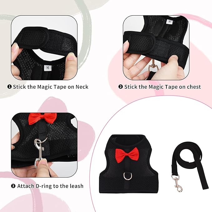 AIITLE Rabbit Harness and Leash Set with Cute Bow