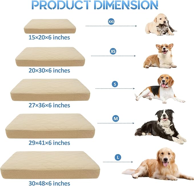 CHHKON Dog Bed Covers Replacement Washable Waterproof Pet Puppy Bed Cover for Dog(Beige 48x30x6 inch)